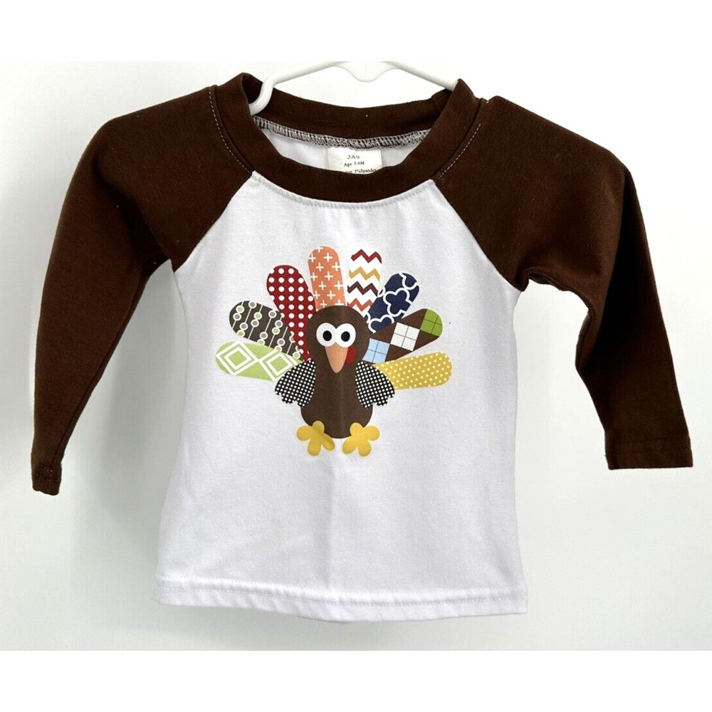 THANKSGIVING TURKEY LONG SLEEVE TEE Infant‎ Boy Or Girl Size 3-6 Months